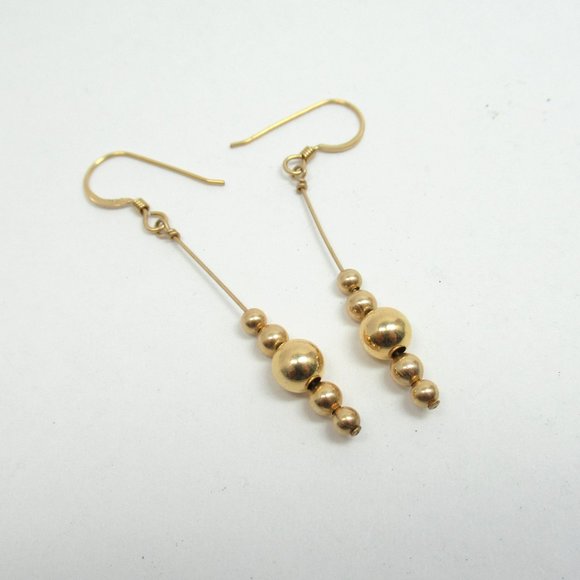 Gold drop bead earrings - Picture 2 of 4